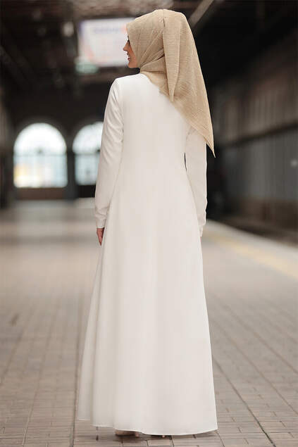 Silvery Abaya Ecru