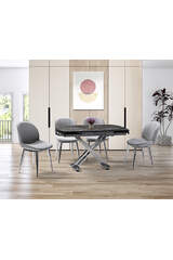 Galata Black Marble Table & Milas Chrome Chair Set HDR1247