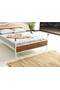 Bitez Metal Bed Frame 160x200 ARM083 White + Walnut