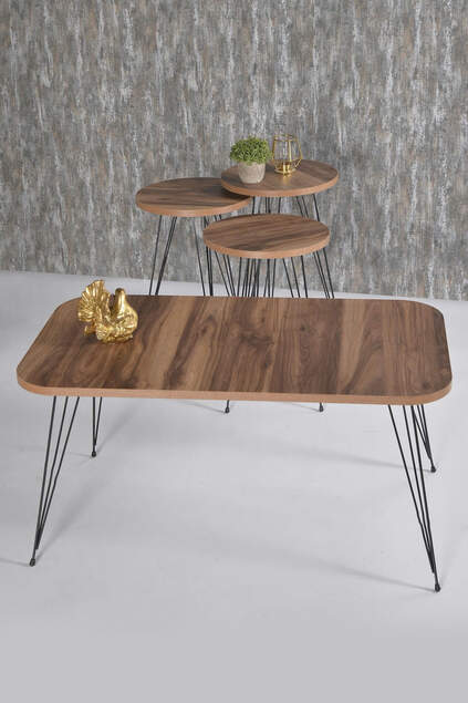 Center Table And Nesting Table Walnut Set Wire Leg Kr