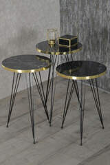 Nesting Table Black Wire Leg Gold White