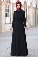 Schwarzes Esila-Abendkleid