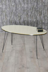 Center Table Ellipse Black Wire Leg Double Gold Cream