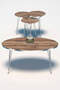 Nesting Table And Center Table Ellipse Set Silver Walnut Wire