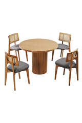 Set Tavolo Rotondo E Sedie Sahra Noce FRL1010