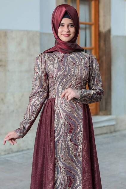 Claret Red Silbrig Abendkleid