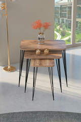 Nesting Table Square Walnut Wire