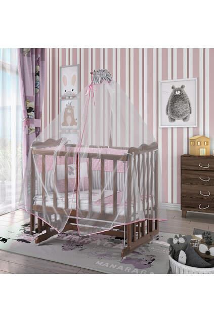 Walnut Mother's Side Crib Pink