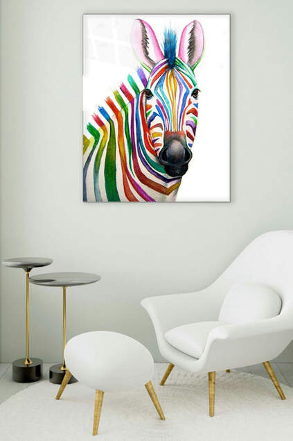 Colored Zebra Glass Painting Colored Zebra Glass Painting
