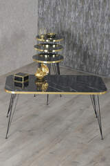 Nesting Table And Center Table Kr Set Black Metal Leg Double Gold Bendir