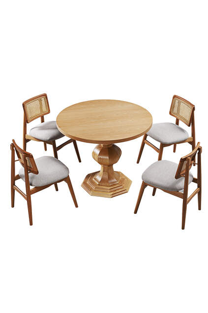 Gothic Walnut Round Table And Chair Set FRL1006 Gothic Walnut Round Table And Chair Set FRL1006