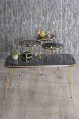 Nesting Table And Center Table Kr Set Double Gold White Metal