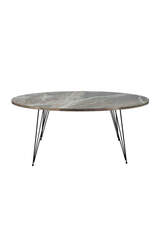 Center Table Wire Leg Large Size Gray Marble Pattern Ellipse