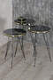 Nesting Table And Center Table Ellipse Set Black Wire Leg Double Gold White