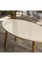 Center Table Wooden Turned Leg Ellipse Cream