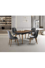 Morino Walnut Table & İsland Chair Set HDR1231