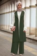 Merve Vest Suit Khaki