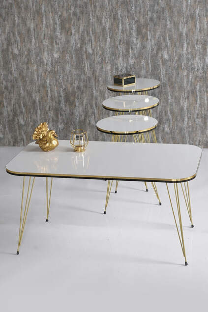 Nesting Table And Center Table Kr Set Double Gold Efes Metal