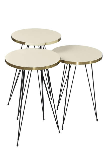 Nesting Table Black Wire Leg Double Gold Bendir