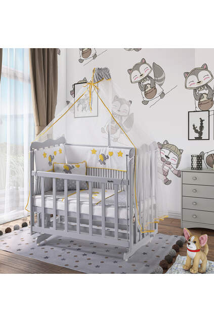 Gray Mother's Side Crib Yellow