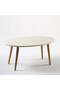 Center Table Wooden Turned Leg Ellipse Cream