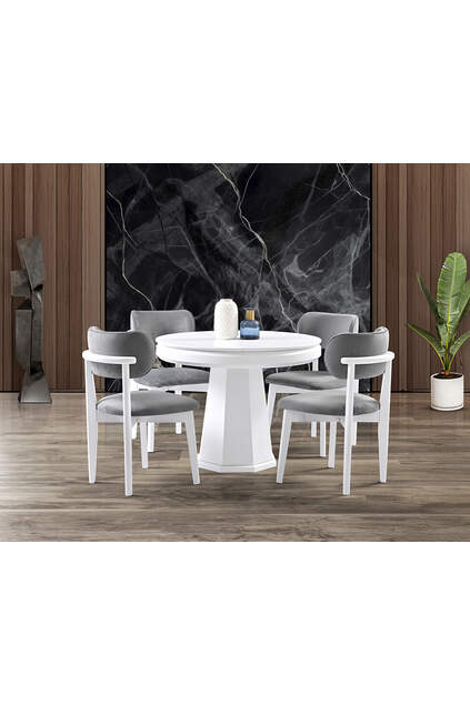 Hayal Beyaz Yuvarlak Masa & Atlas Beyaz Sandalye Takımı HDR1202 Hayal Beyaz Yuvarlak Masa & Atlas Beyaz Sandalye Takımı HDR1202