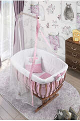 Walnut Basket Crib Pink