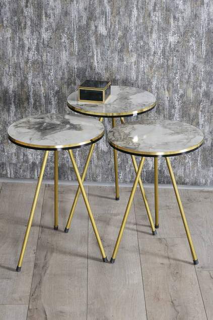 Nesting Table And Center Table Kr Set Double Gold Efes Wire