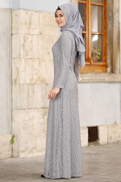 Graues Spitzenkleid