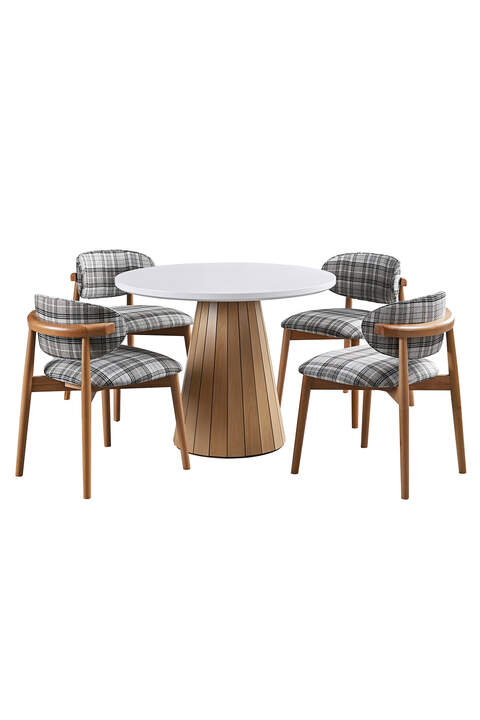 Marseille Weißer Runder Tisch & Stuhl Set FRL1008