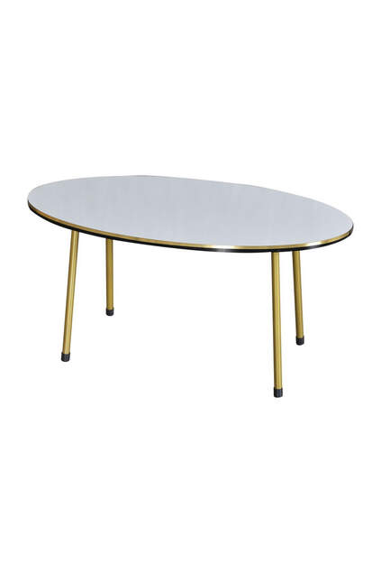 Nesting Table And Center Table Ellipse Set Double Gold White Wire