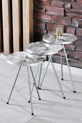 Nesting Table 3-Set Black Metal Leg Gold Efes