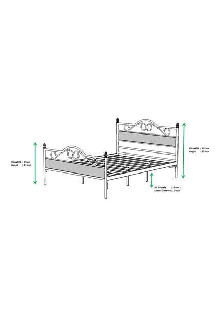 Bitez Metal Bed Frame 140x200 ARM081 Black + Walnut