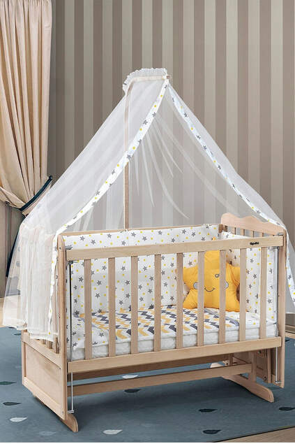 Natural Wooden Mother's Side Crib Bedstead