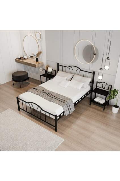 Bella Struttura Letto in Metallo 150x200 ARM144 Nero