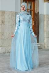 Seltenes blaues Abendkleid