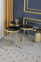 Satztisch 3-Set Gold Metal Leg Bendir