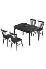 Set Tavolo E Sedie Asya Marmo Nero FRL1018