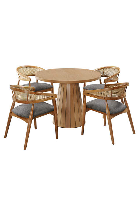 Marseille Walnut Round Table And Chair Set FRL1007