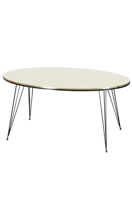 Center Table Ellipse Black Wire Leg Double Gold Cream