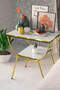 Side Table Nightstand Black-Gold Double Strip Metal Leg Gold White