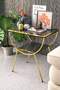 Side Table Nightstand Black-Gold Double Strip Metal Leg Gold Bendir