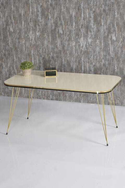 Center Table Kr Double Gold Cream Wire Leg