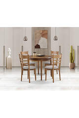 Luna Nussbaum Runder Tisch & Federkrone Stuhl Set HDR1278