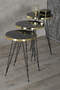 Nesting Table And Center Table Ellipse Set Black Metal Leg Double Gold Bar