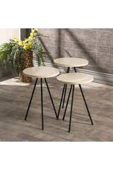 Nesting Table 3 Pcs Metal Leg Cream