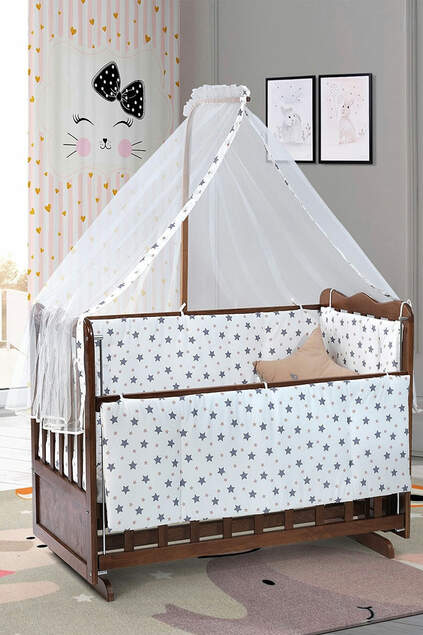 Ceviz Anne Yanı Beşik Karyola Ceviz Anne Yanı Beşik Karyola