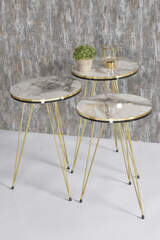 Nesting Table Double Gold Cream Wire