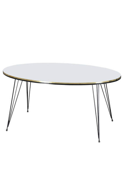 Nesting Table And Center Table Ellipse Set Black Wire Leg Double Gold Efes