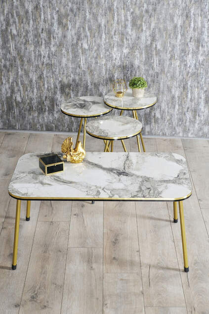 Nesting Table And Center Table Kr Set Double Gold Efes Wire